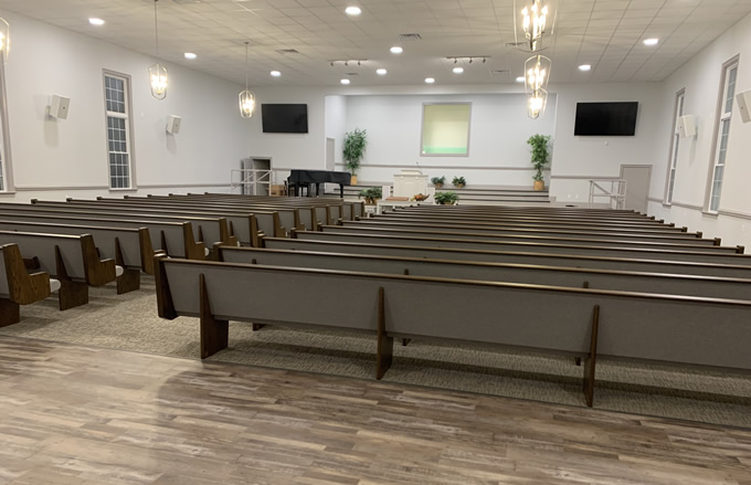 Upper Cross Roads Baptist Church - view of sanctuary